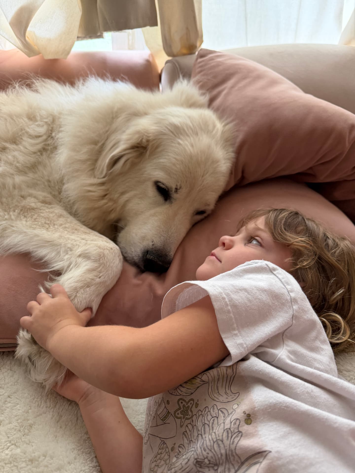 A quiet moment at home in Austin with the family dog